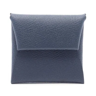 Pre-owned Hermes Blue Nuit Navy Epsom Leather Coin Purse/coin Case ()