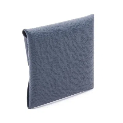 Pre-owned Hermes Blue Nuit Navy Epsom Leather Coin Purse/coin Case ()