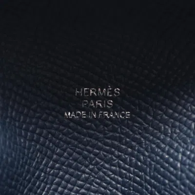 Pre-owned Hermes Blue Nuit Navy Epsom Leather Coin Purse/coin Case ()