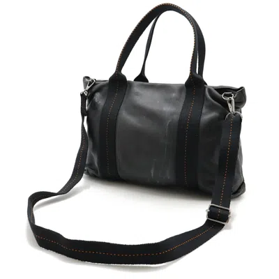 Pre-owned Hermes Caravan Horizontal Black Orange Veau Derma Shoulder Bag Tote Bag ()