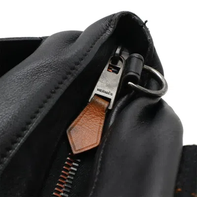Pre-owned Hermes Caravan Horizontal Black Orange Veau Derma Shoulder Bag Tote Bag ()
