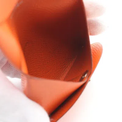 Pre-owned Hermes Orange Epsom Leather Coin Purse/coin Case ()