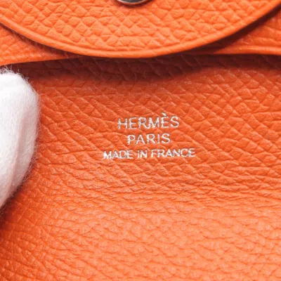 Pre-owned Hermes Orange Epsom Leather Coin Purse/coin Case ()