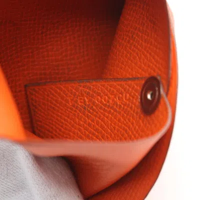 Pre-owned Hermes Orange Epsom Leather Coin Purse/coin Case ()