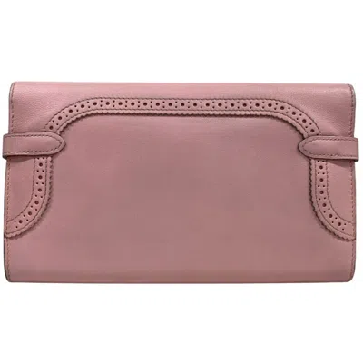 Pre-owned Hermes Pink Swift Leather Long Wallet (bi-fold) ()
