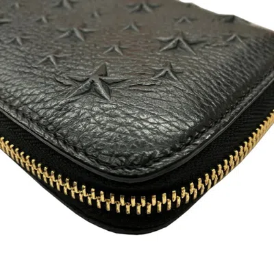 Pre-owned Jimmy Choo Black Leather Long Wallet (bi-fold) ()