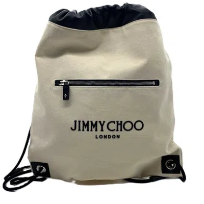 Pre-owned Jimmy Choo Black White Canvas Leather Backpack ()