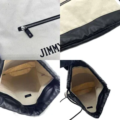 Pre-owned Jimmy Choo Black White Canvas Leather Backpack ()