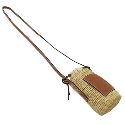 Pre-owned Loewe Beige Brown Raffia Shoulder Bag ()