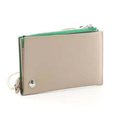 Pre-owned Loewe Beige Green Leather Coin Purse/coin Case () In Multi