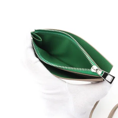 Pre-owned Loewe Beige Green Leather Coin Purse/coin Case () In Multi