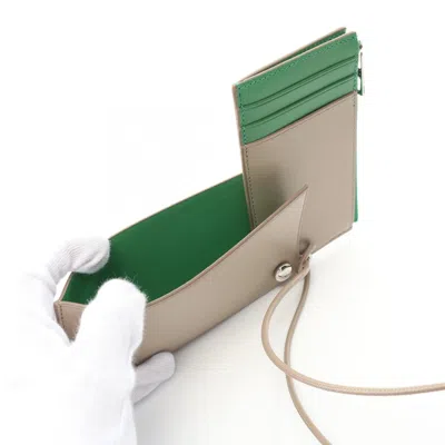 Pre-owned Loewe Beige Green Leather Coin Purse/coin Case () In Multi