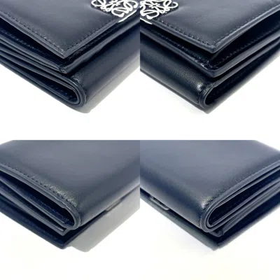 Pre-owned Loewe Navy Leather Wallet (tri-fold) () In Blue