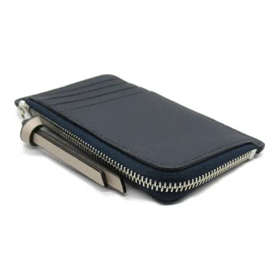 Pre-owned Loewe Navy Silver Leather Coin Purse/coin Case () In Multi
