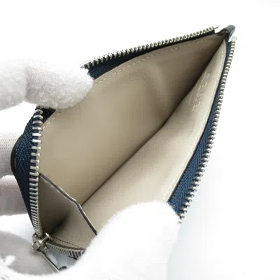 Pre-owned Loewe Navy Silver Leather Coin Purse/coin Case () In Multi