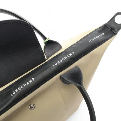 Pre-owned Longchamp Beige Black Canvas Leather Tote Bag ()