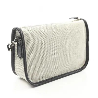 Pre-owned Longchamp Beige Black Fabric Leather Shoulder Bag ()