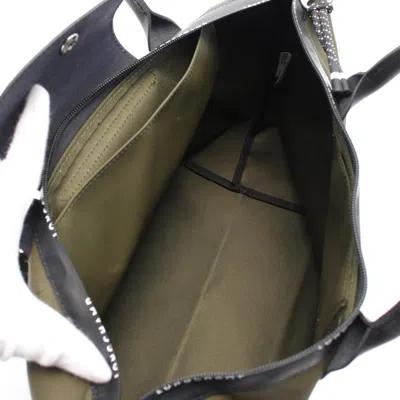 Pre-owned Longchamp Black Khaki Canvas Leather Tote Bag ()