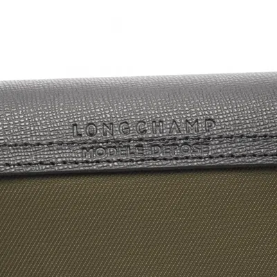 Pre-owned Longchamp Black Khaki Canvas Leather Tote Bag ()