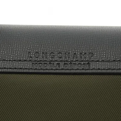 Pre-owned Longchamp Black Khaki Canvas Leather Tote Bag ()