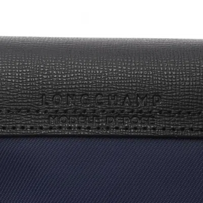 Pre-owned Longchamp Black Navy Canvas Leather Tote Bag ()
