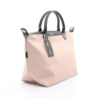 Pre-owned Longchamp Black Pink Canvas Leather Tote Bag ()
