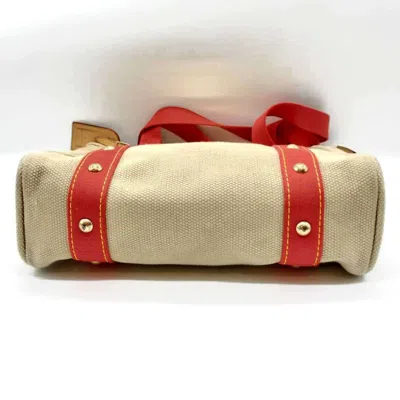 Pre-owned Louis Vuitton Antigua Beige Red Color Canvas Tote Bag ()