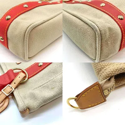 Pre-owned Louis Vuitton Antigua Beige Red Color Canvas Tote Bag ()