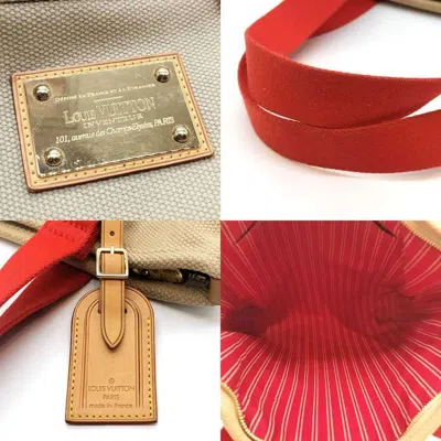 Pre-owned Louis Vuitton Antigua Beige Red Color Canvas Tote Bag ()