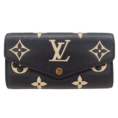 Pre-owned Louis Vuitton Beige Black Monogram Empreinte Long Wallet (bi-fold) () In Multi