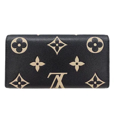 Pre-owned Louis Vuitton Beige Black Monogram Empreinte Long Wallet (bi-fold) () In Multi