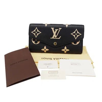 Pre-owned Louis Vuitton Beige Black Monogram Empreinte Long Wallet (bi-fold) () In Multi
