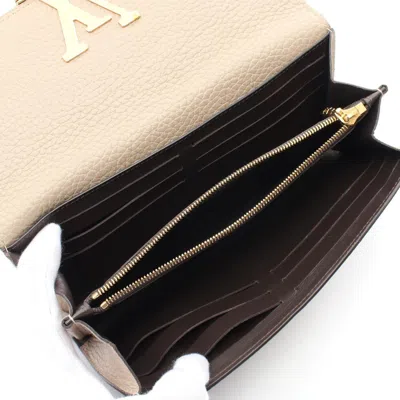 Pre-owned Louis Vuitton Beige Leather Long Wallet (bi-fold) () In Sand