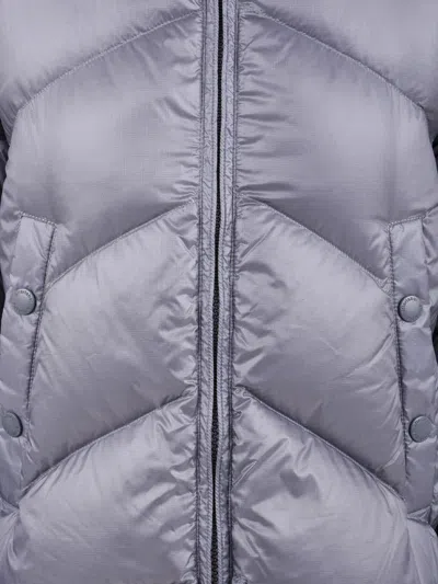 After Label 'helsinki' Gray Hooded Down Jacket With Logo Patch In Tech Fabric Woman