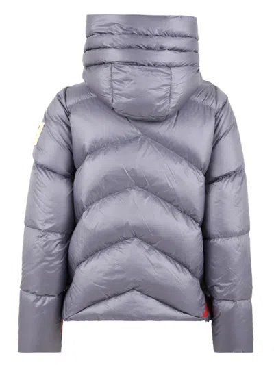 After Label 'helsinki' Gray Hooded Down Jacket With Logo Patch In Tech Fabric Woman