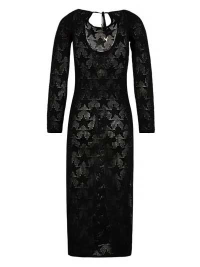 Akep Long Knitted Dress In Black