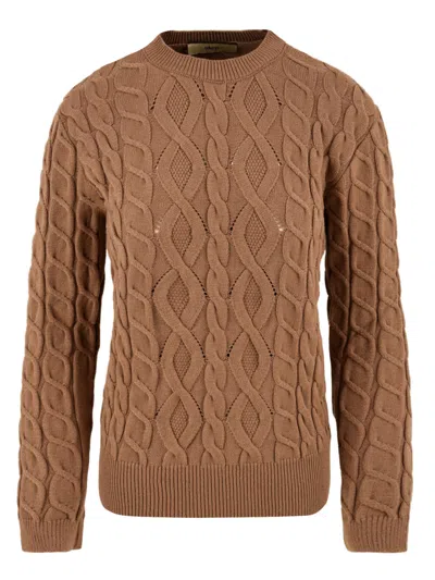 Akep Sweaters Camel In Burgundy