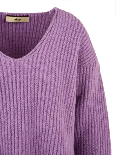 Akep Woman Sweater Lilac Size M Acrylic, Wool, Viscose, Polyester, Alpaca Wool In Purple