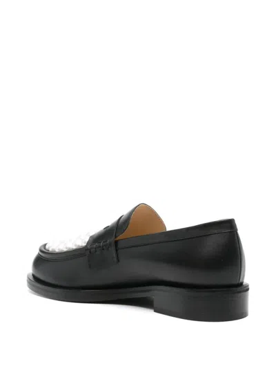 Mach&mach Pearl Embellished Leather Loafers In Black