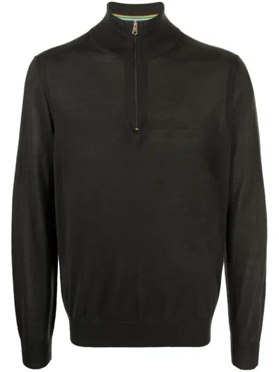 Paul Smith Men's Zip Neck Sweater In Black