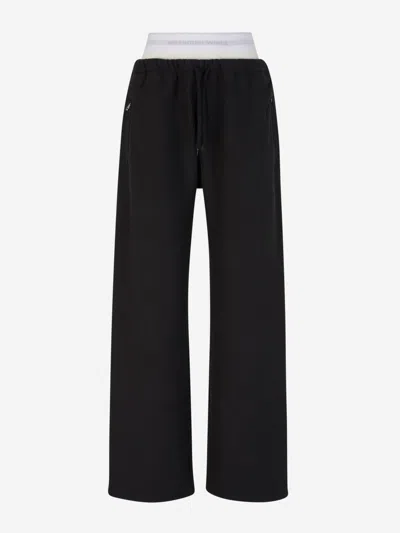 Alexander Wang High Waisted Pleated Pant With Logo Elastic By Alexande In Black