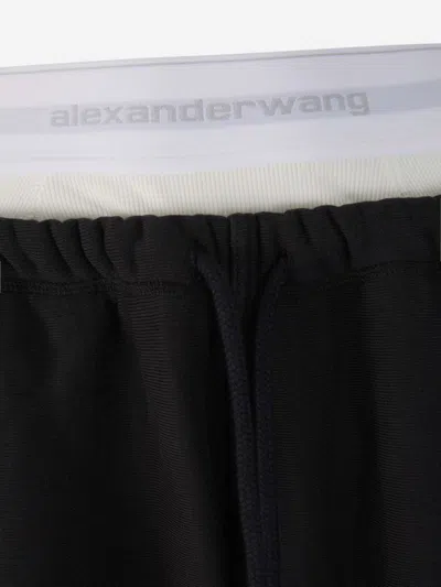Alexander Wang High Waisted Pleated Pant With Logo Elastic By Alexande In Black