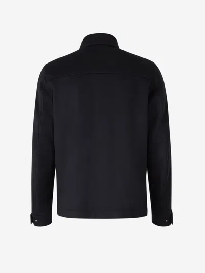 Herno Wool And Cashmere Overshirt In Blue