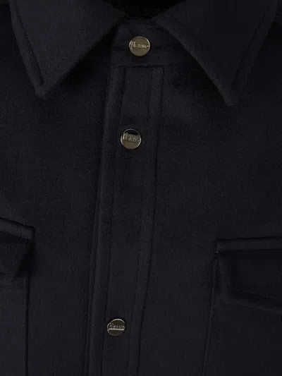 Herno Wool And Cashmere Overshirt In Blue