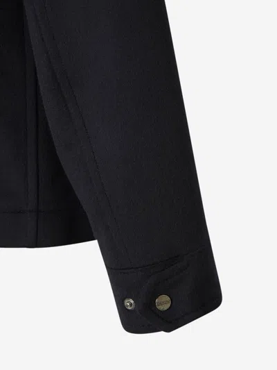 Herno Wool And Cashmere Overshirt In Blue