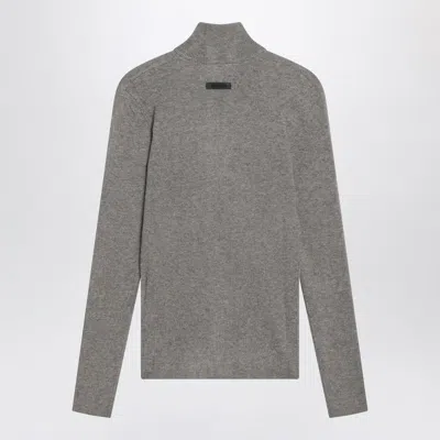 Fear Of God Essential Ribbed Zip Cardigan In Gray