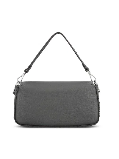 Fendi Baguette Macro-stitch Messenger Bag In Black