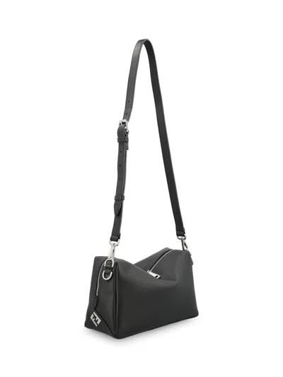 Fendi Large Shoulder Bag Adjustable Strap Metal Hardware Top Handle In Black