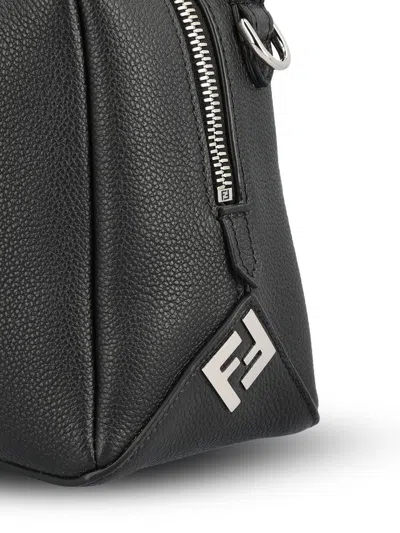 Fendi Large Shoulder Bag Adjustable Strap Metal Hardware Top Handle In Black