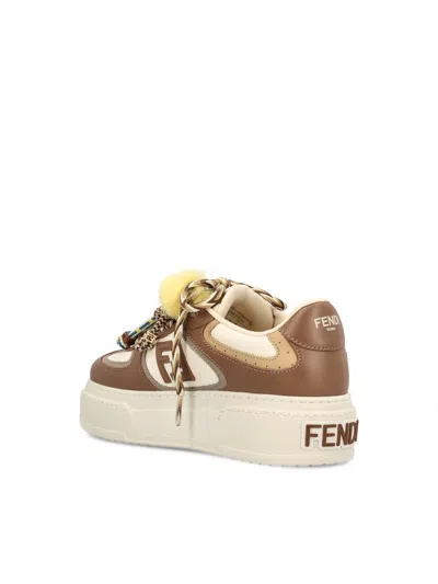 Fendi Sneakers Chunky Sole Contrast Panels In Brown